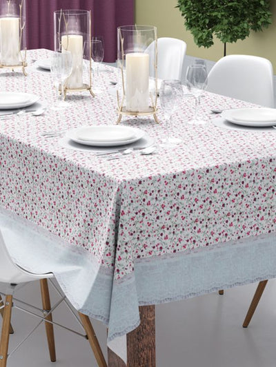 Vinyl Pvc Dining Table Cover Easy To Clean Table Cloth <small> (la-italia-white/pink)</small>