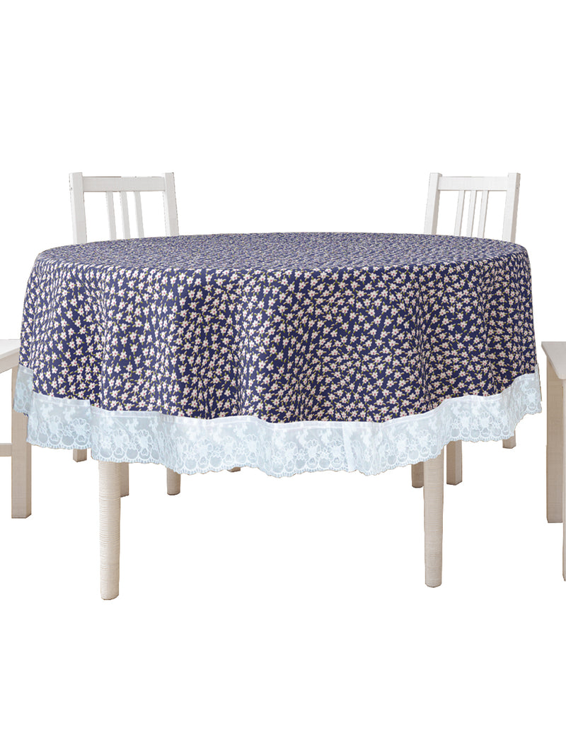 Vinyl Pvc Dining Table Cover Easy To Clean Table Cloth <small> (floral-blue)</small>