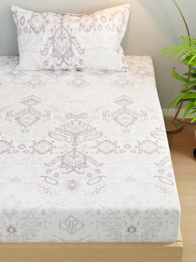 Extra Smooth Micro Single Bedsheet With 1 Pillow Cover <small> (ornamental-grey/multi)</small>