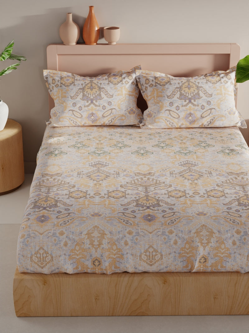 Bamboo Micro King Bedsheet With 2 Pillow Covers <small> (ornamental-gold/multi)</small>