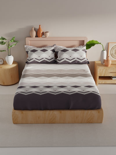Bamboo Micro King Bedsheet With 2 Pillow Covers <small> (geometric-steelgrey)</small>