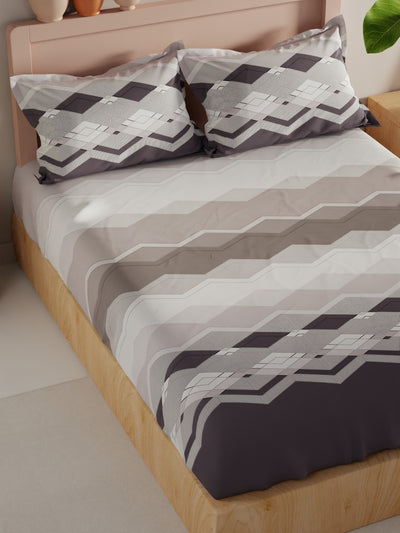 Bamboo Micro King Bedsheet With 2 Pillow Covers <small> (geometric-steelgrey)</small>