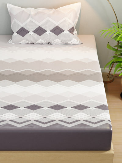 Extra Smooth Micro Single Bedsheet With 1 Pillow Cover <small> (geometric-steelgrey)</small>