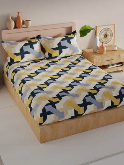 Bamboo Micro King Bedsheet With 2 Pillow Covers <small> (geometric-multi)</small>