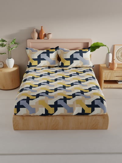 Bamboo Micro King Bedsheet With 2 Pillow Covers <small> (geometric-multi)</small>