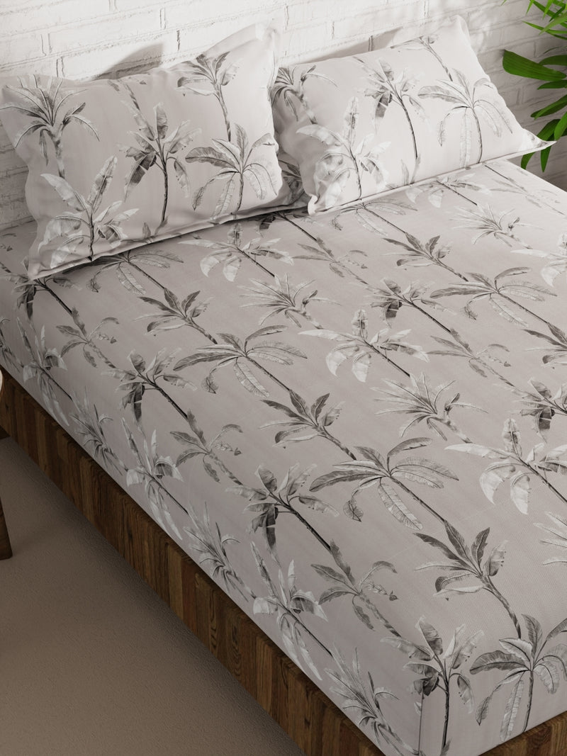 Extra Smooth Micro Double Bedsheet With 2 Pillow Covers <small> (floral-grey)</small>