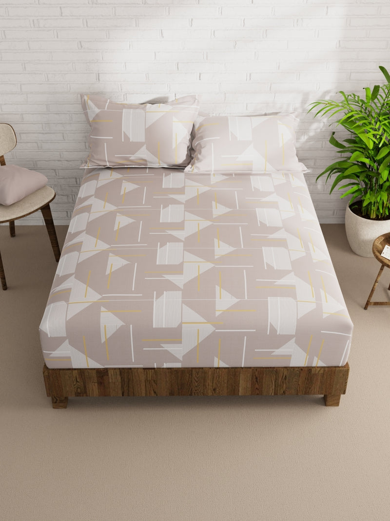 Extra Smooth Micro Double Bedsheet With 2 Pillow Covers <small> (geometric-mauve)</small>