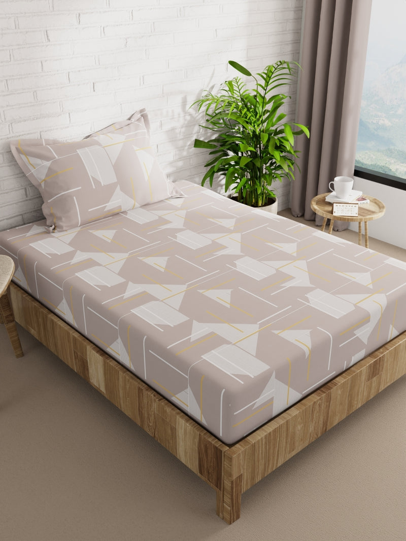 Extra Smooth Micro Single Bedsheet With 1 Pillow Cover <small> (geometric-mauve)</small>