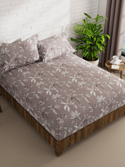 Extra Smooth Micro Double Bedsheet With 2 Pillow Covers <small> (floral-bronz)</small>