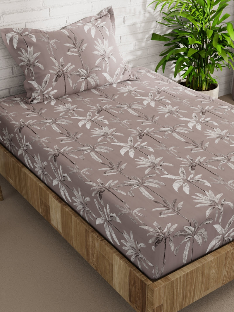 Extra Smooth Micro Single Bedsheet With 1 Pillow Cover <small> (floral-bronz)</small>