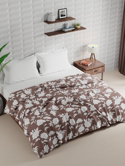 Super Soft Microfiber Double Comforter For All Weather <small> (floral-bronz/white)</small>