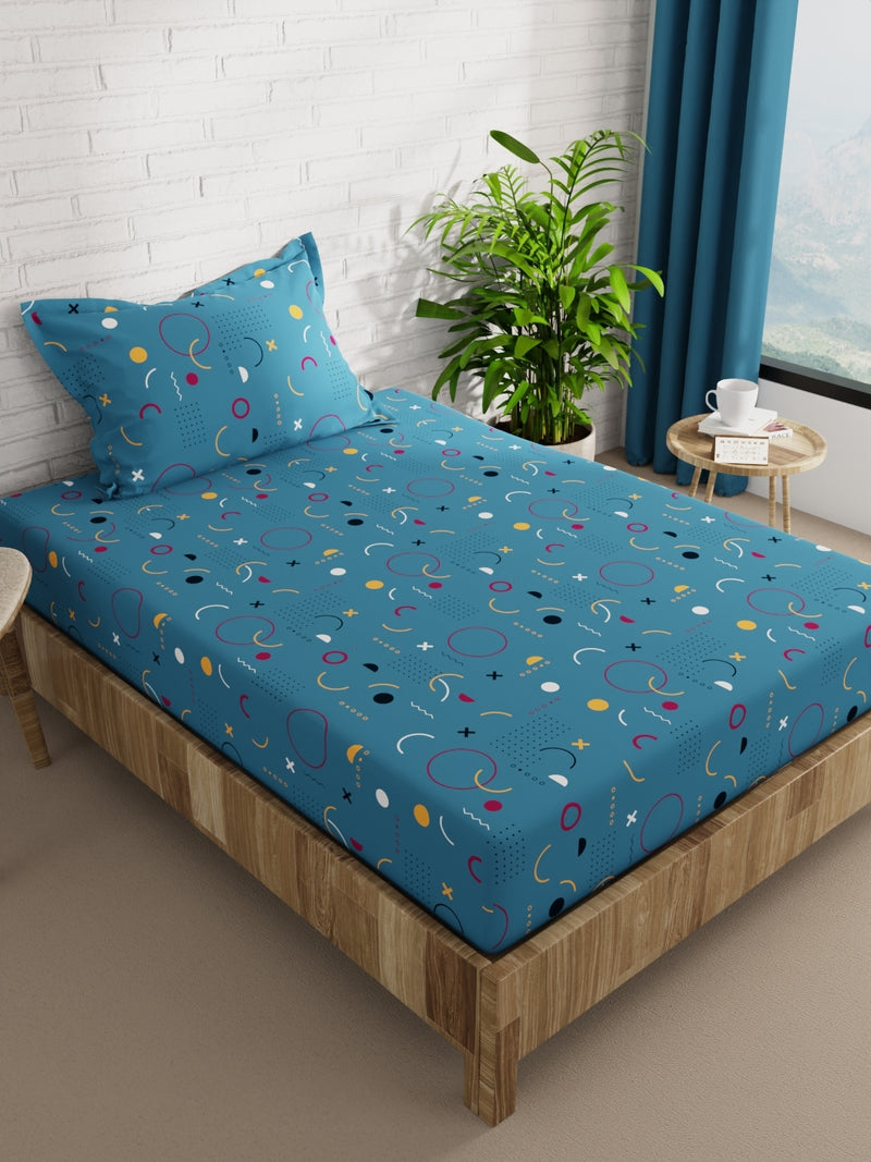 Extra Smooth Micro Single Bedsheet With 1 Pillow Cover <small> (ornamental-coastalblue)</small>