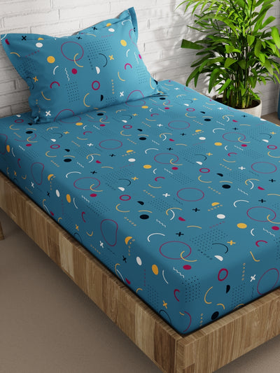 Extra Smooth Micro Single Bedsheet With 1 Pillow Cover <small> (ornamental-coastalblue)</small>