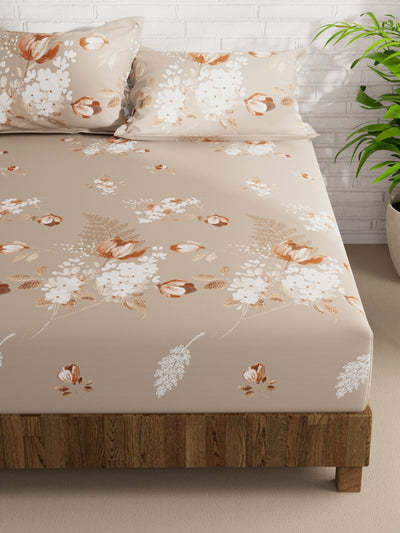 Extra Smooth Micro Double Bedsheet With 2 Pillow Covers <small> (floral-coffee)</small>