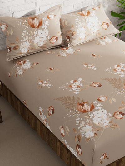 Extra Smooth Micro Double Bedsheet With 2 Pillow Covers <small> (floral-coffee)</small>