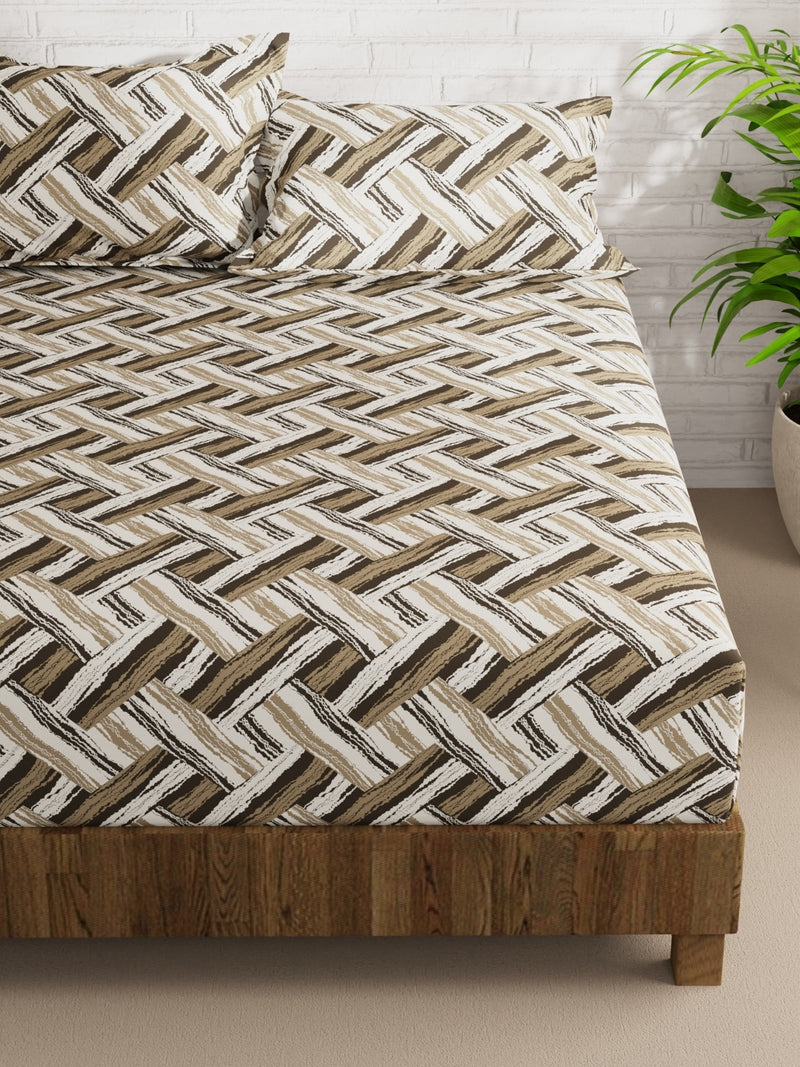 Extra Smooth Micro Double Bedsheet With 2 Pillow Covers <small> (geometric-olive)</small>