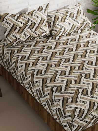 Extra Smooth Micro Double Bedsheet With 2 Pillow Covers <small> (geometric-olive)</small>