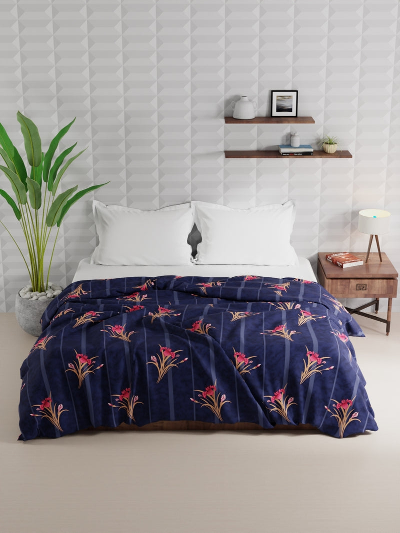 Super Soft Microfiber Double Comforter For All Weather <small> (floral-indigo)</small>