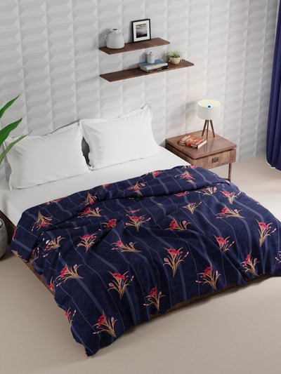 Super Soft Microfiber Double Comforter For All Weather <small> (floral-indigo)</small>