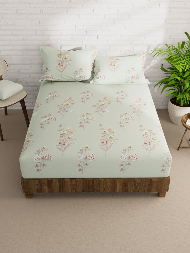 Extra Smooth Micro Double Bedsheet With 2 Pillow Covers <small> (floral-springgreen)</small>