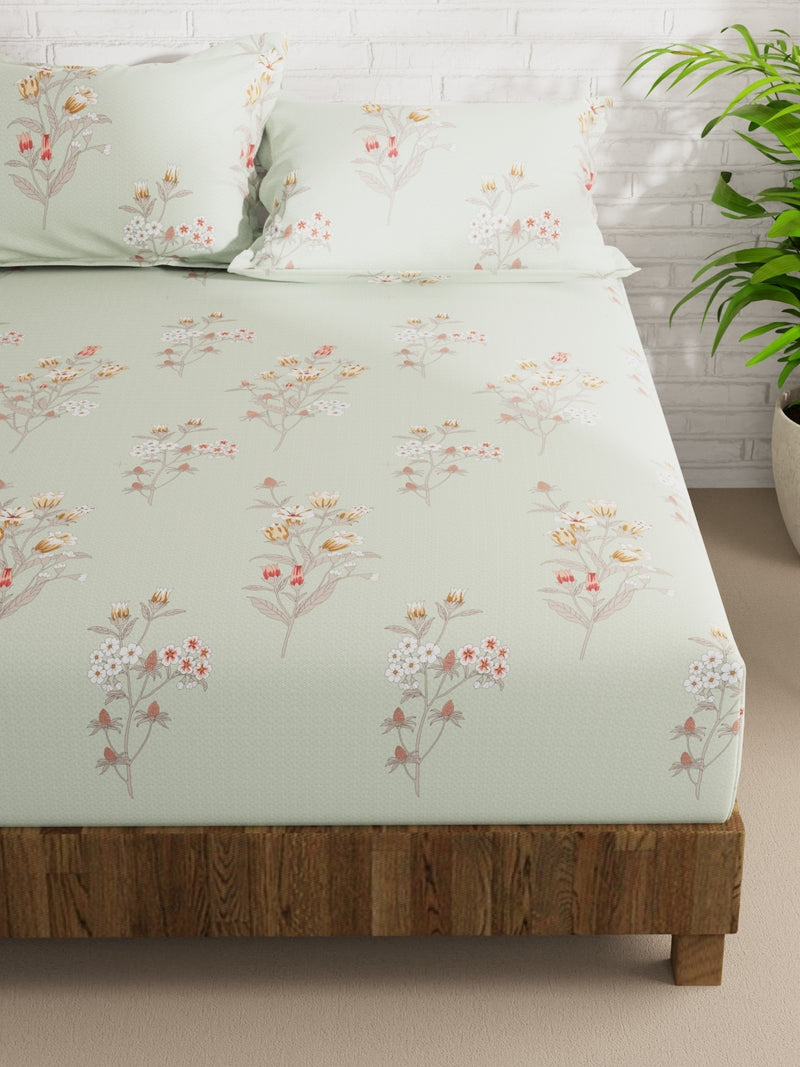 Extra Smooth Micro Double Bedsheet With 2 Pillow Covers <small> (floral-springgreen)</small>