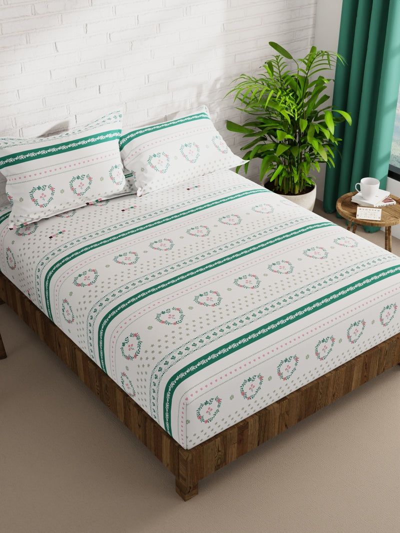 Extra Smooth Micro Double Bedsheet With 2 Pillow Covers <small> (floral-white/multi)</small>