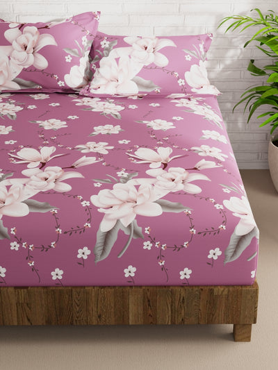Extra Smooth Micro Double Bedsheet With 2 Pillow Covers <small> (floral-dustypink)</small>