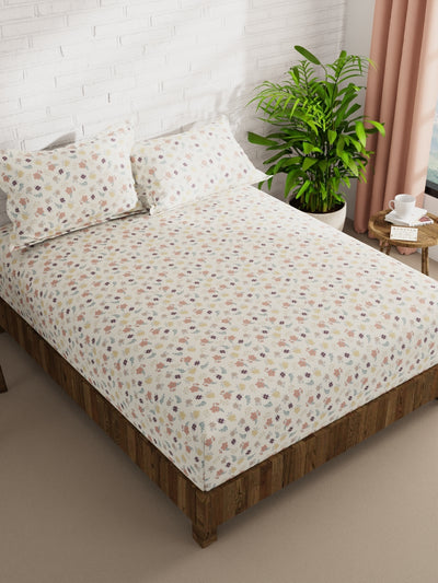 Extra Smooth Micro Double Bedsheet With 2 Pillow Covers <small> (floral-cream/multi)</small>