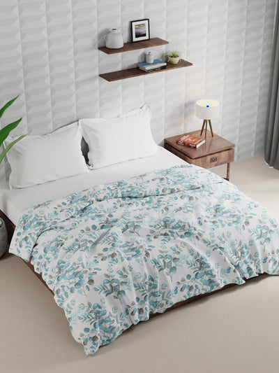 Super Soft Microfiber Double Comforter For All Weather <small> (floral-ivory/teal)</small>