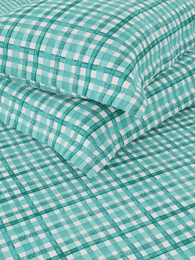 Cotton Double Bedsheet With 2 Pillow Covers <small> (checks-green)</small>
