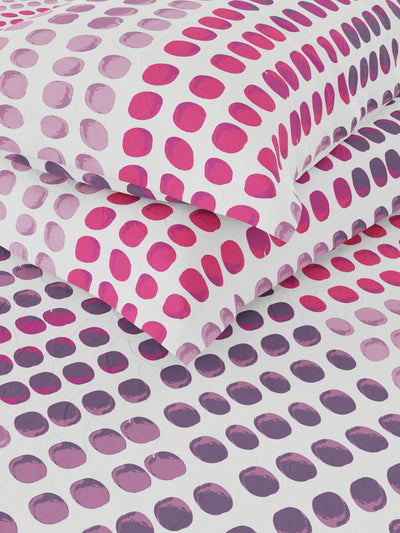 100% Pure Cotton Double Bedsheet With 2 Pillow Covers <small> (dot-grape/fuschia)</small>