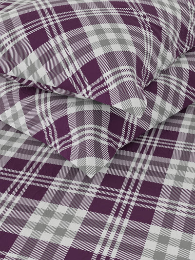 Cotton Double Bedsheet With 2 Pillow Covers <small> (checks-wine)</small>