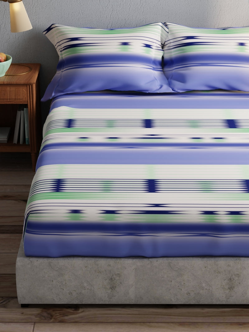 100% Pure Cotton Double Bedsheet With 2 Pillow Covers <small> (abstract-blue)</small>