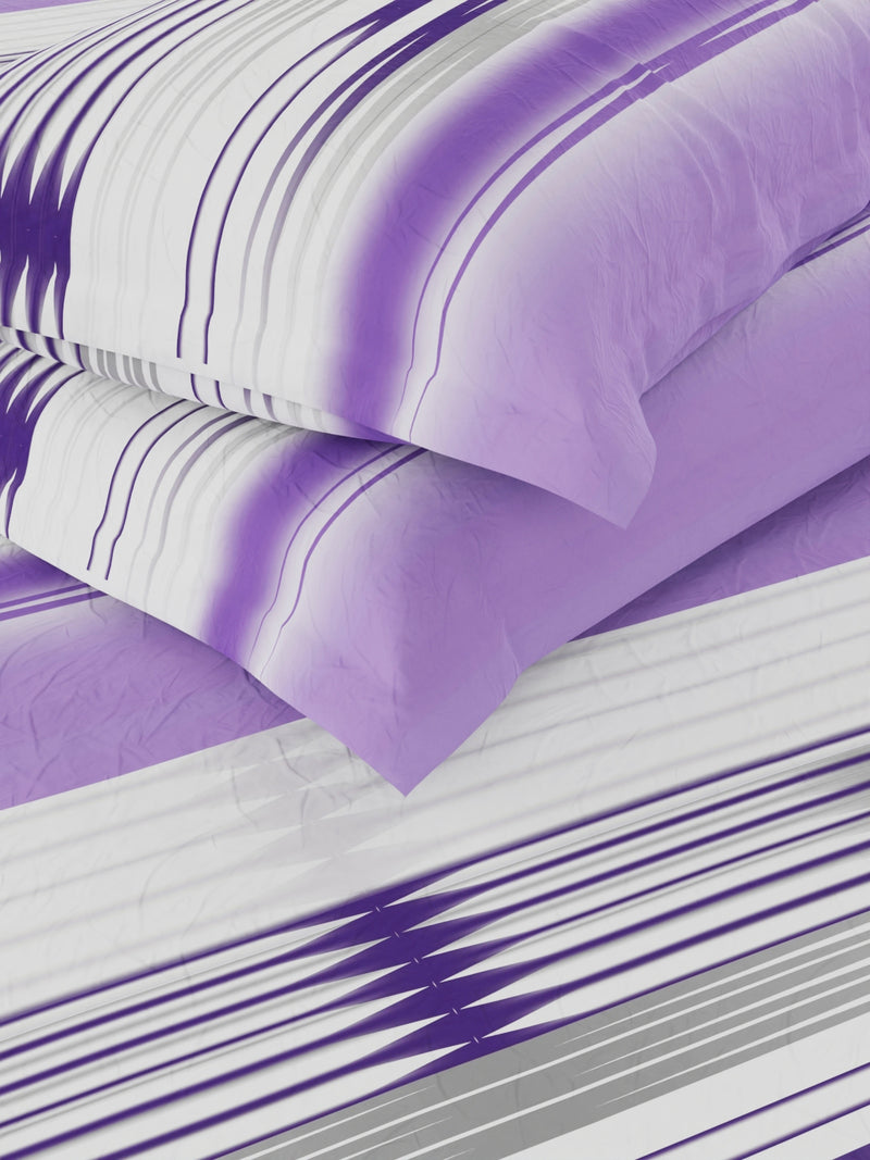 100% Pure Cotton Double Bedsheet With 2 Pillow Covers <small> (abstract-purple)</small>