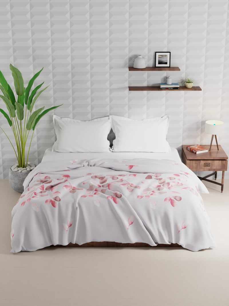 Super Soft Microfiber Double Comforter For All Weather <small> (floral-grey/pink)</small>
