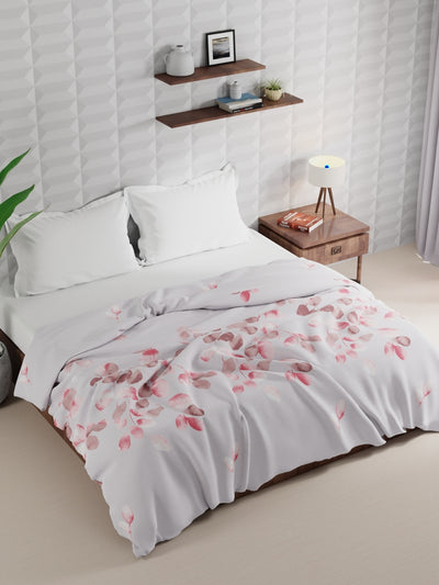 Super Soft Microfiber Double Comforter For All Weather <small> (floral-grey/pink)</small>