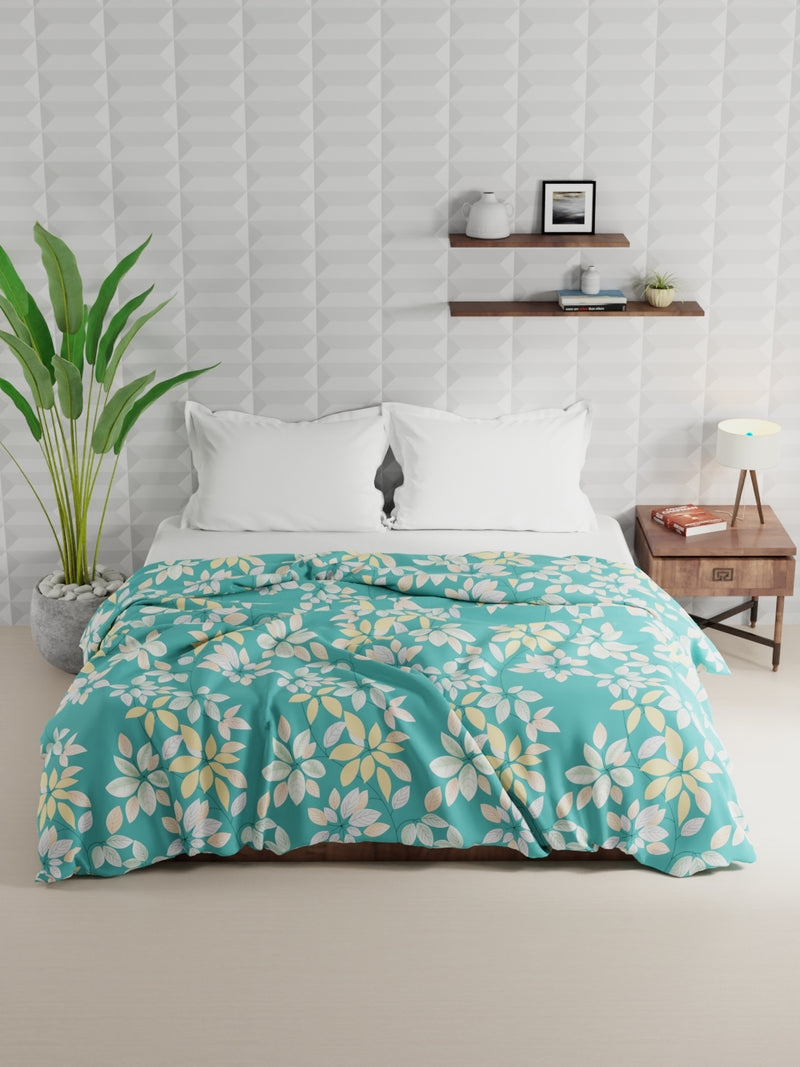 Super Soft Microfiber Double Comforter For All Weather <small> (floral-turquoise)</small>