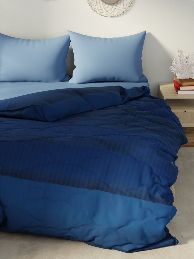 Designer 100% Satin Cotton Comforter For All Weather <small> (stripe-blue)</small>