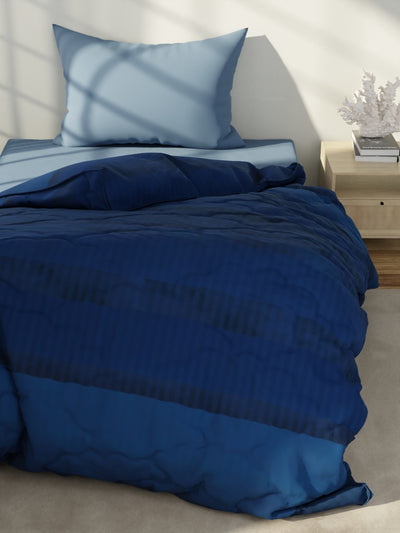 Designer 100% Satin Cotton Comforter For All Weather <small> (stripe-blue)</small>