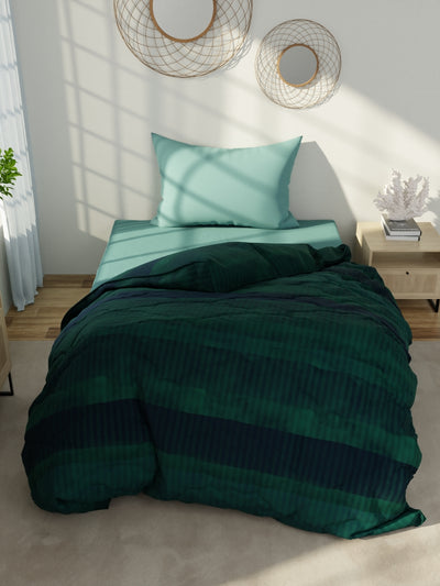 Designer 100% Satin Cotton Comforter For All Weather <small> (stripe-dk.blue/green)</small>