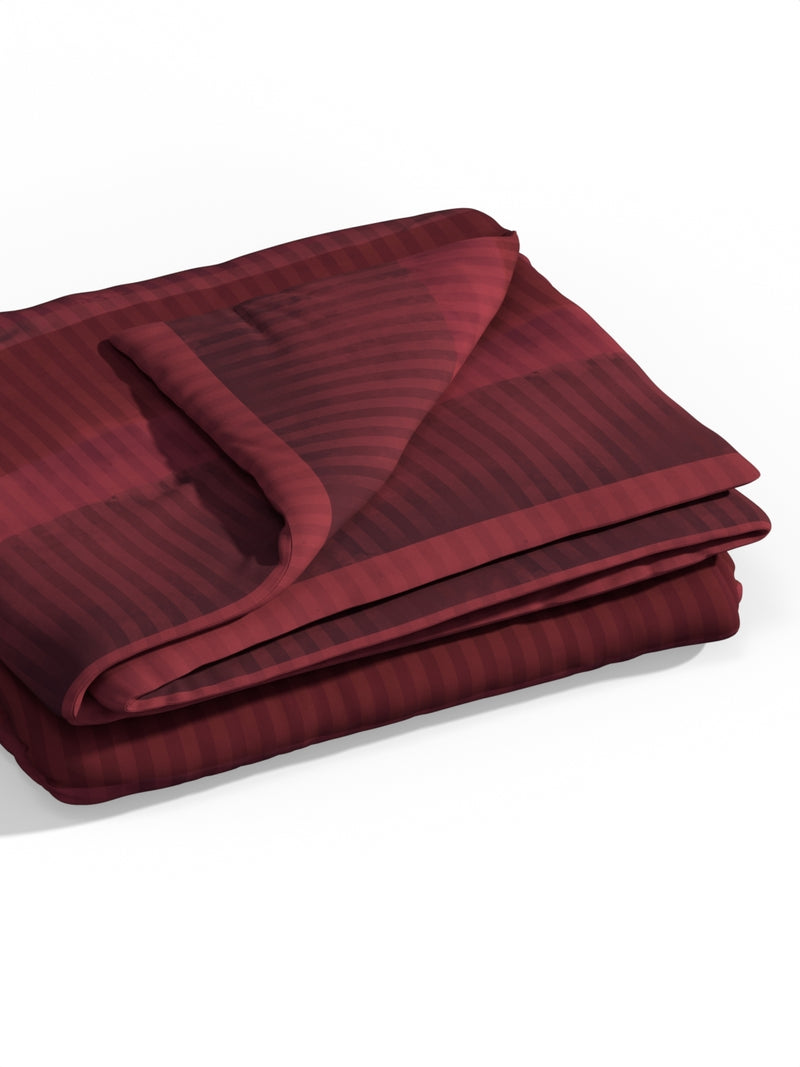 Super Fine 100% Satin Cotton Blanket With Pure Cotton Flannel Filling <small> (stripe-maroon)</small>
