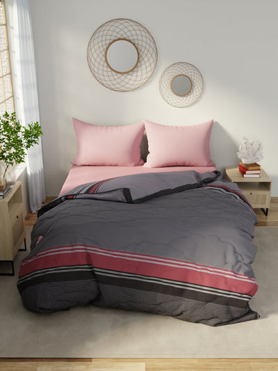 Designer 100% Satin Cotton Comforter For All Weather <small> (stripe-bronze)</small>