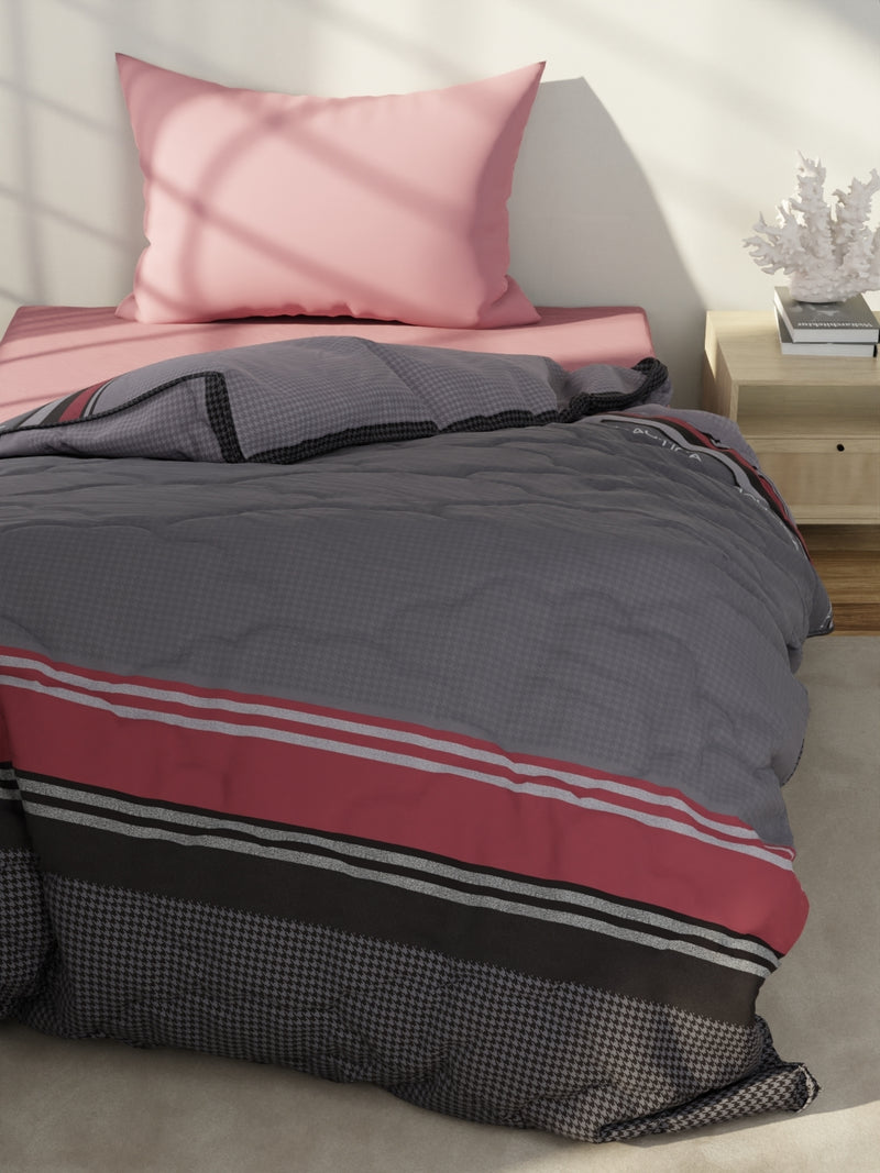 Designer 100% Satin Cotton Comforter For All Weather <small> (stripe-bronze)</small>