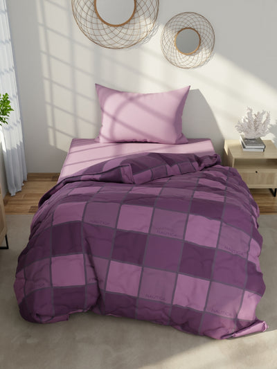 Designer 100% Satin Cotton Comforter For All Weather <small> (stripe-plum/purple)</small>