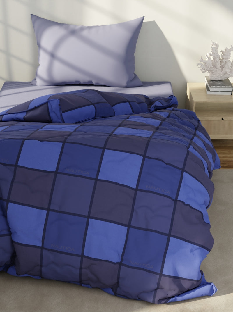 Designer 100% Satin Cotton Comforter For All Weather <small> (stripe-blue/dk.blue)</small>