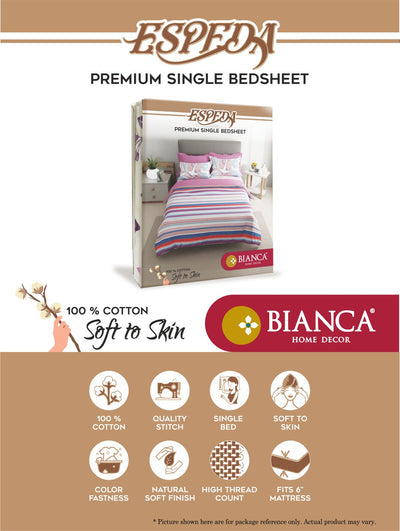 Soft 100% Natural Cotton Single Bedsheet With 1 Pillow Cover <small> (checks-brown)</small>