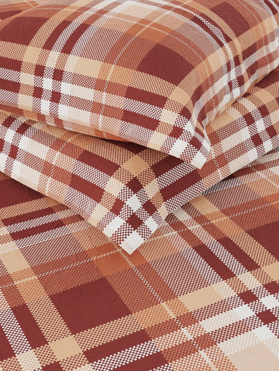 100% Pure Cotton Double Bedsheet With 2 Pillow Covers <small> (checks-brown)</small>