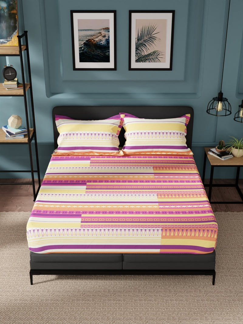 100% Pure Cotton Double Bedsheet With 2 Pillow Covers <small> (ornamental-multi)</small>