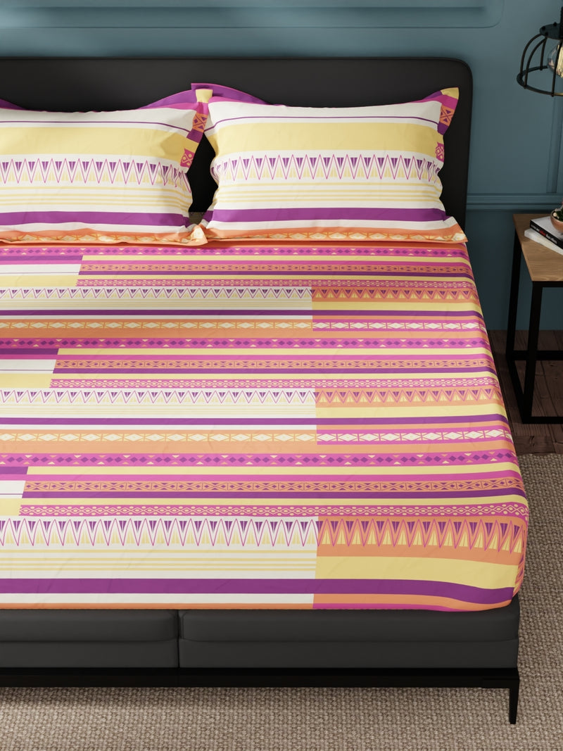 100% Pure Cotton Double Bedsheet With 2 Pillow Covers <small> (ornamental-multi)</small>