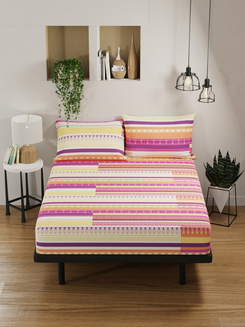 100% Pure Cotton Double Bedsheet With 2 Pillow Covers <small> (ornamental-multi)</small>